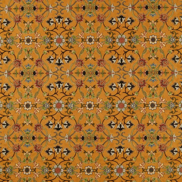 Persian Scroll Embroidery Fabric - Ochre by yellow botanical embroideried fabric from William Morris & Co