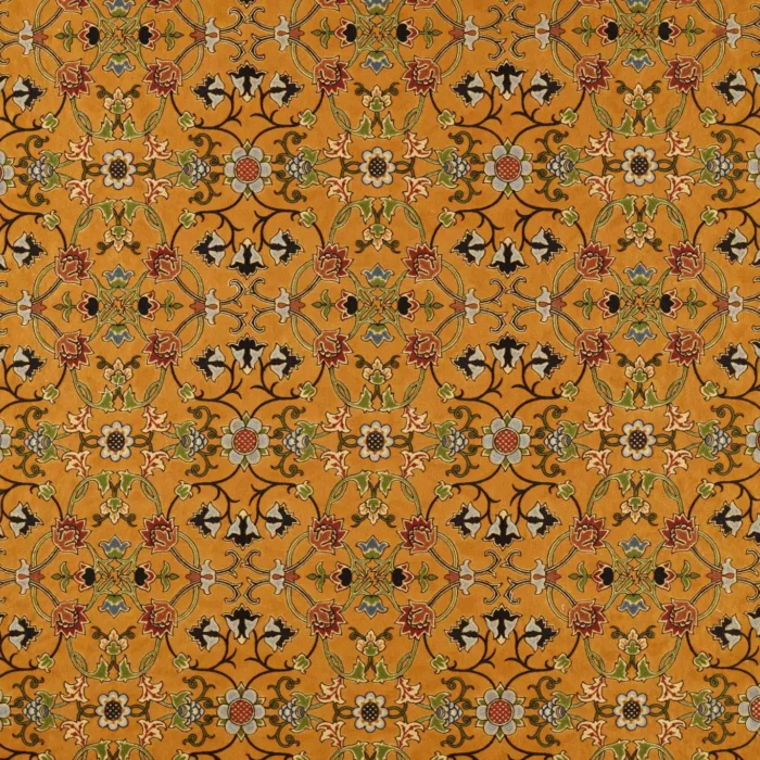 Persian Scroll Embroidery Fabric - Ochre swatch