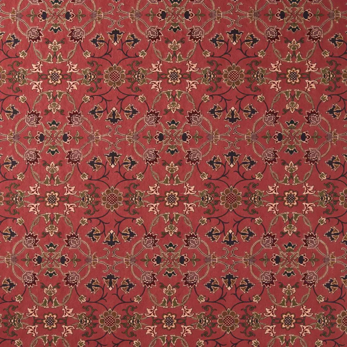 red botanical embroideried fabric from William Morris & Co