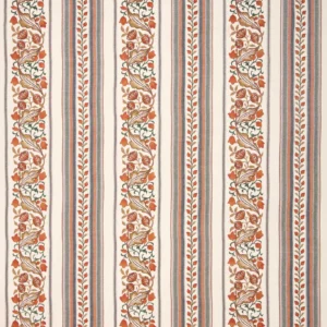 red botanical embroideried fabric from William Morris & Co