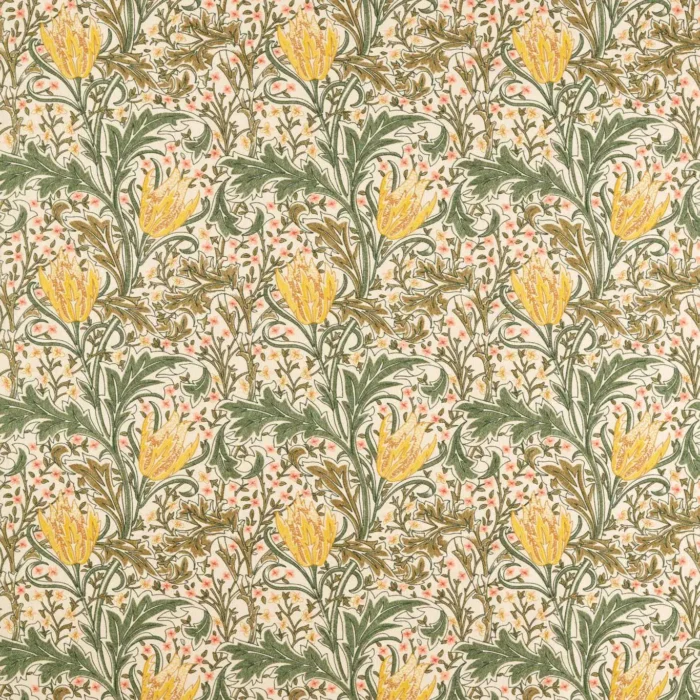 Lent Lily Embroidery Fabric - Artichoke / Weld swatch