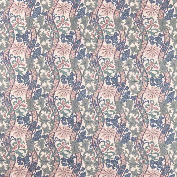 Cornflower Embroidery Fabric - Indigo / Plum swatch