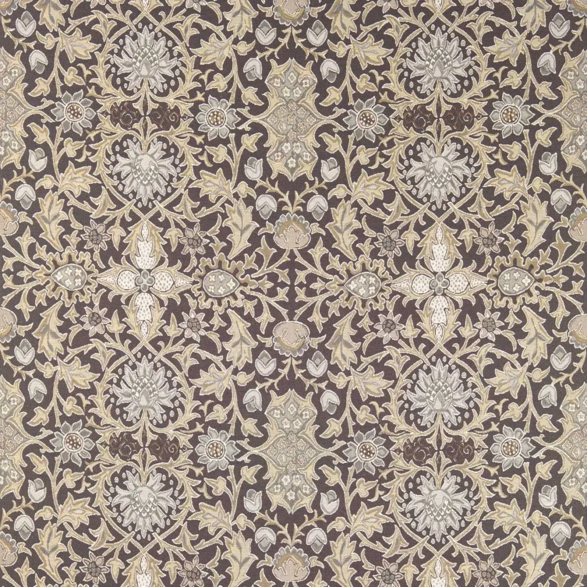 Wilton Weave Fabric - Slate by brown botanical woven fabric from William Morris & Co