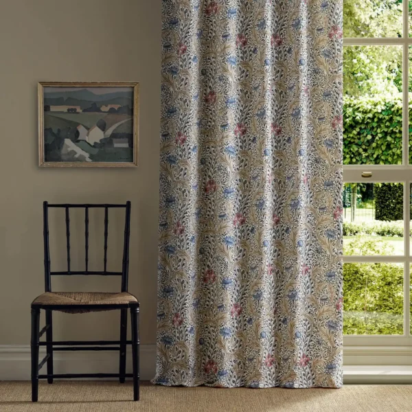 Wild Tulip & Vine Fabric - Multi by multicolour botanical curtain with window and chair