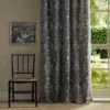 brown botanical curtain with window and chair