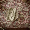 red botanical side table with