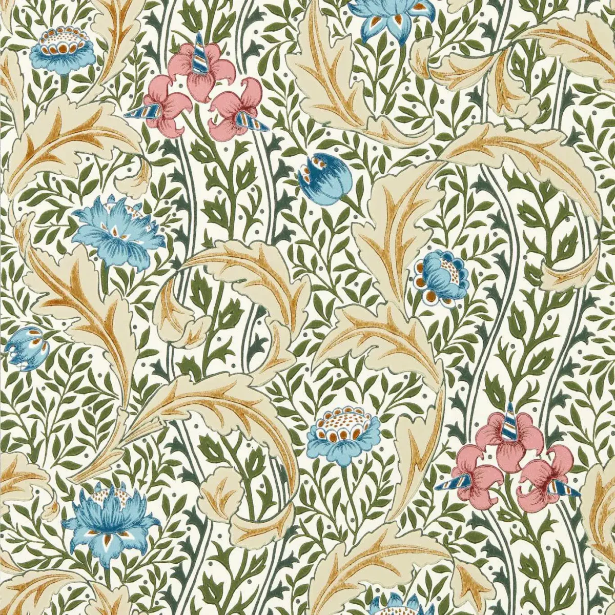 Wild Tulip & Vine Wallpaper - Multi by multicolour botanical wallpaper from william morris & co