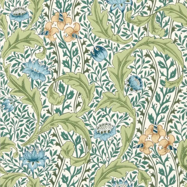 Wild Tulip & Vine Wallpaper - Nettle / Woad by green botanical wallpaper from william morris & co