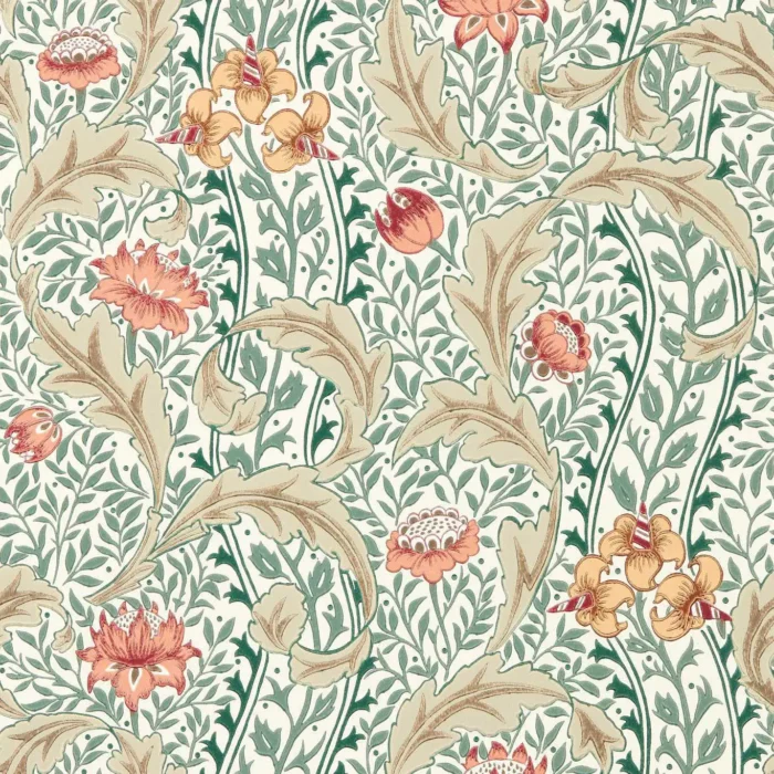 Wild Tulip & Vine  Wallpaper - Coral / Teal swatch
