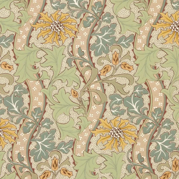 Cornflower Wallpaper - Lemon / Sage by green botanical wallpaper from william morris & co