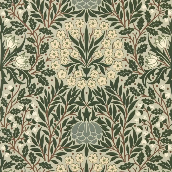 Daisy & Oak Wallpaper - Sage / Forest by green botanical wallpaper from william morris & co