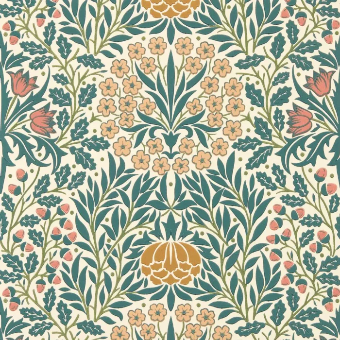 Daisy & Oak Wallpaper -  Madder / Teal swatch