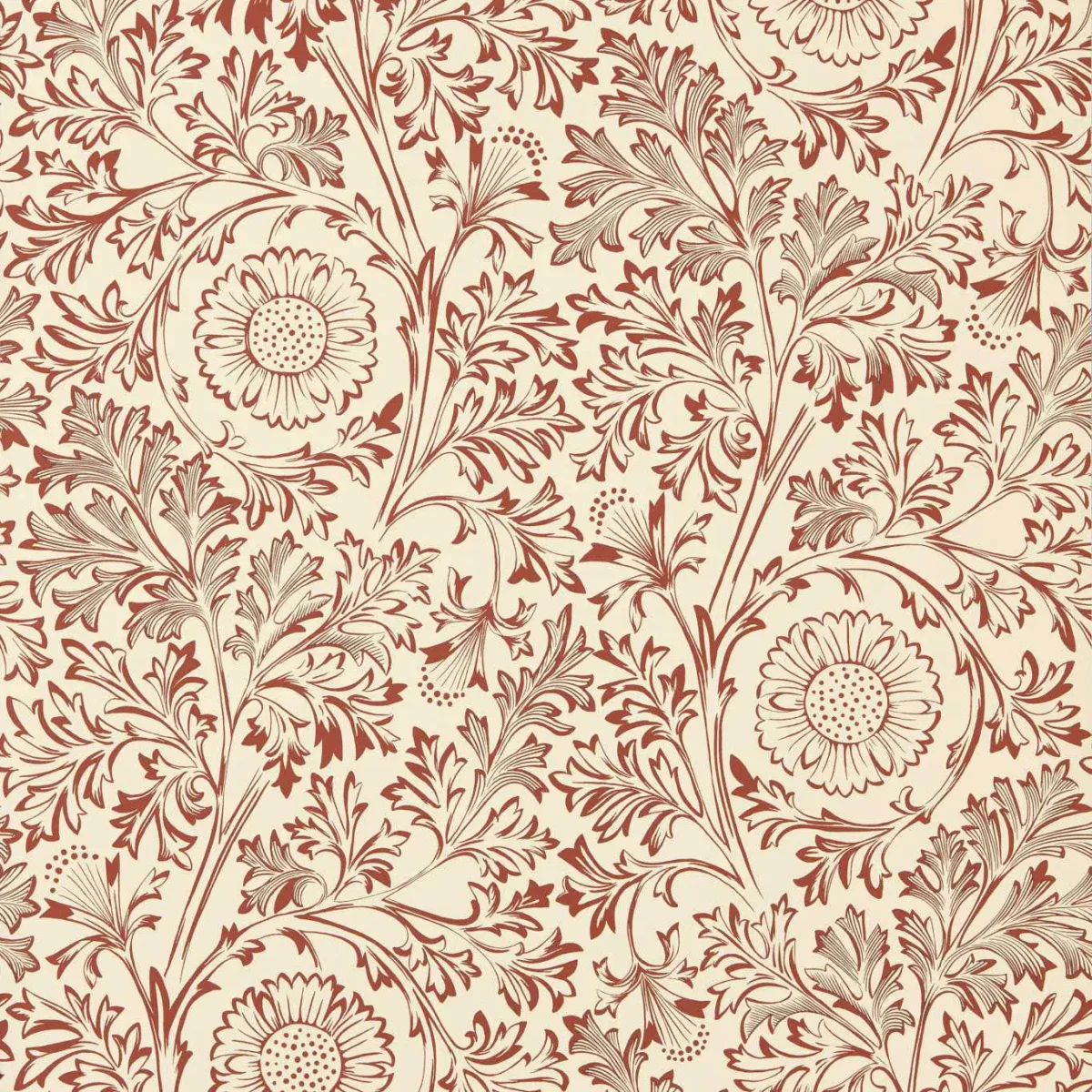 Chamomile Wallpaper - Flax / Madder by orange botanical wallpaper from william morris & co