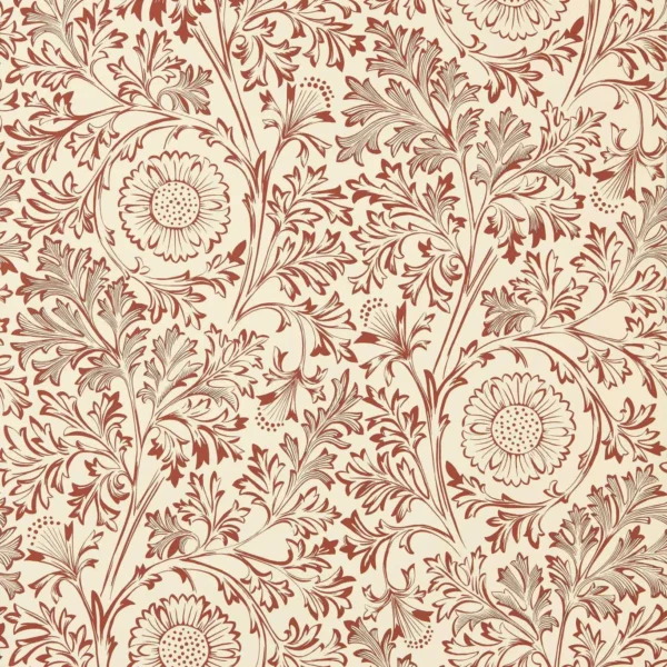 Chamomile Wallpaper - Flax / Madder by orange botanical wallpaper from william morris & co