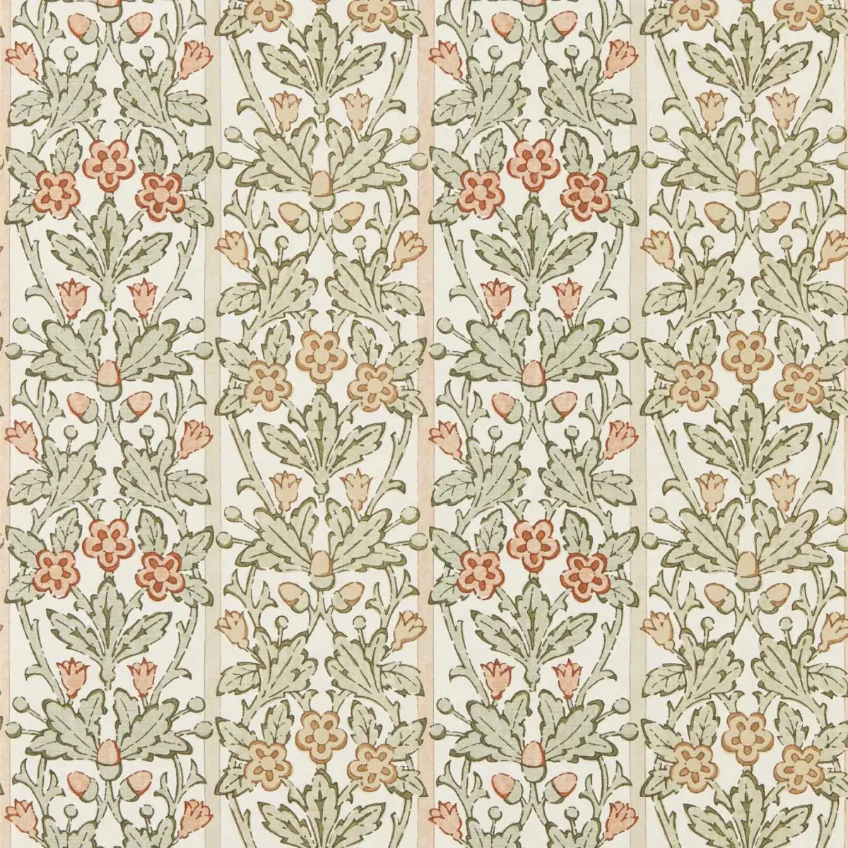 Oak & Blossom Wallpaper - Chestnut / Primrose by green botanical wallpaper from william morris & co
