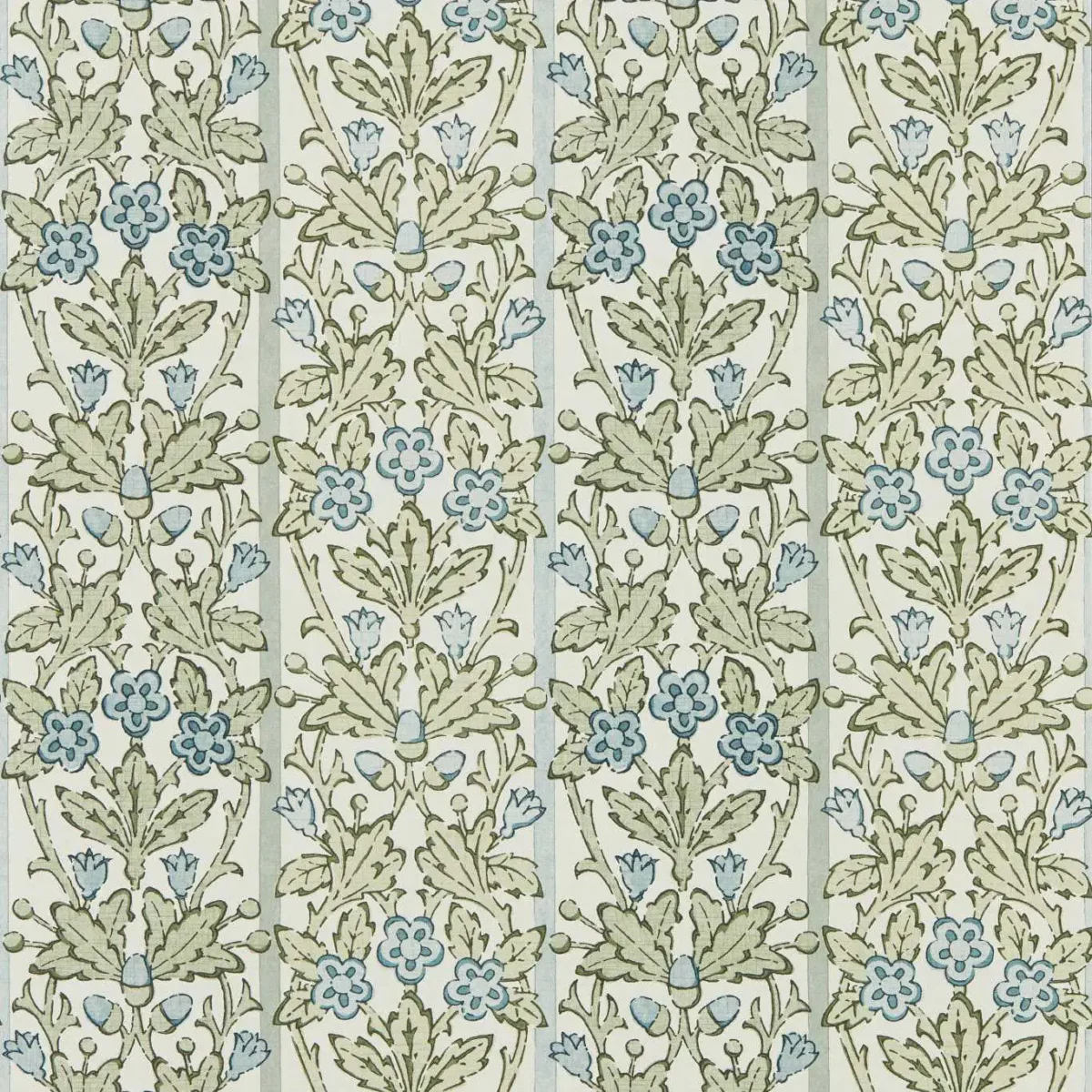 Oak & Blossom Wallpaper - Thyme / Woad by blue botanical wallpaper from william morris & co