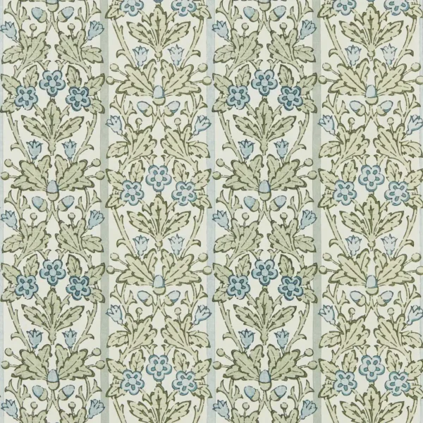 Oak & Blossom Wallpaper - Thyme / Woad by blue botanical wallpaper from william morris & co