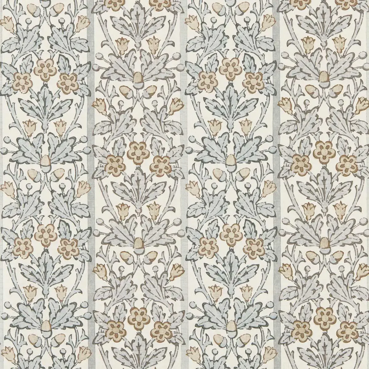 Oak & Blossom Wallpaper - Mineral Blue / Linen by blue botanical wallpaper from william morris & co