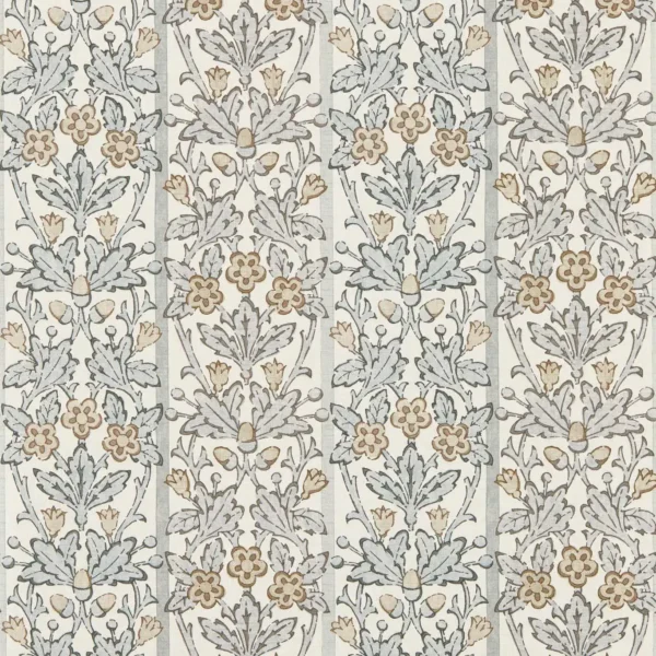 Oak & Blossom Wallpaper - Mineral Blue / Linen by blue botanical wallpaper from william morris & co