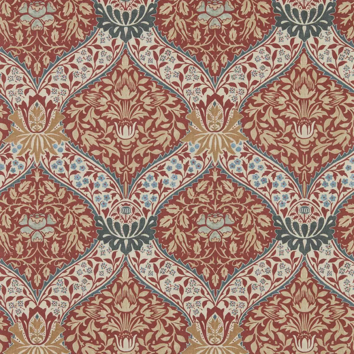 Norbury Wallpaper - Slate / Madder by green botanical wallpaper from william morris & co