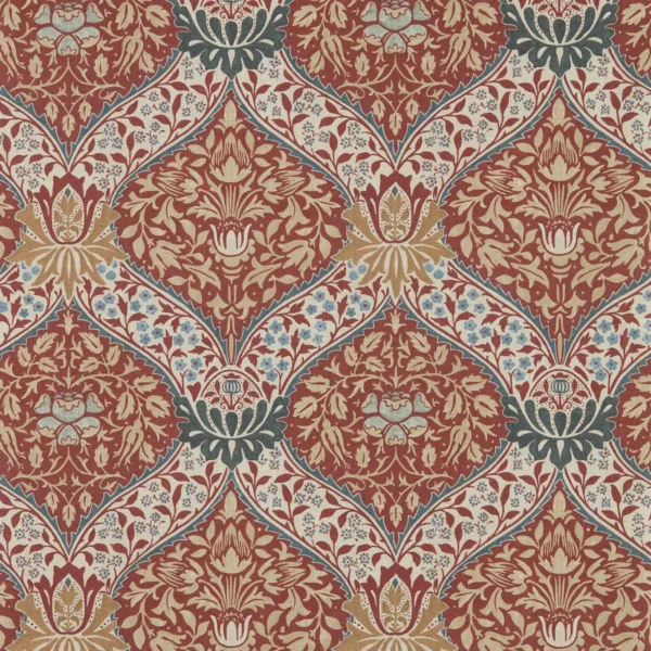 Norbury Wallpaper - Slate / Madder by green botanical wallpaper from william morris & co