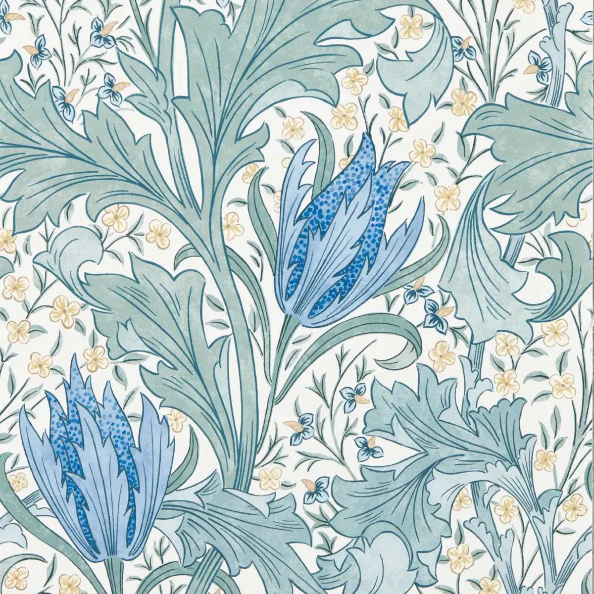 Lent Lily Wallpaper - Cornflower Blue by blue botanical wallpaper from william morris & co