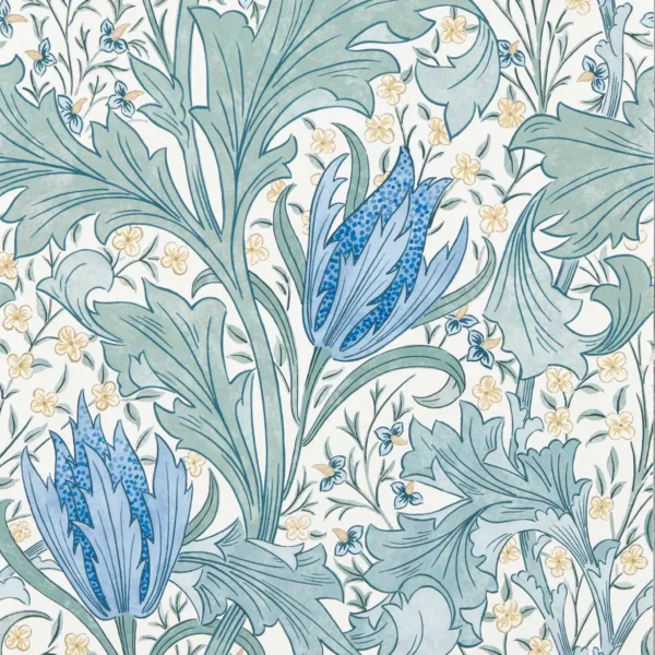 Lent Lily Wallpaper - Cornflower Blue by blue botanical wallpaper from william morris & co