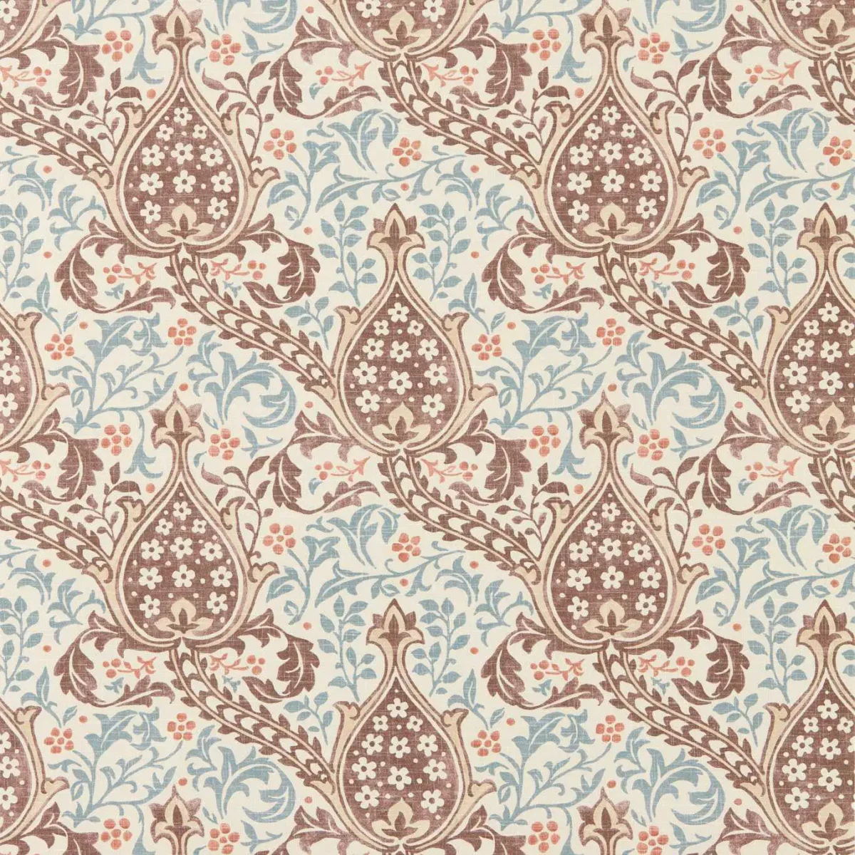 Persian Tulip Wallpaper - Umber / Mineral Blue by blue botanical wallpaper from william morris & co