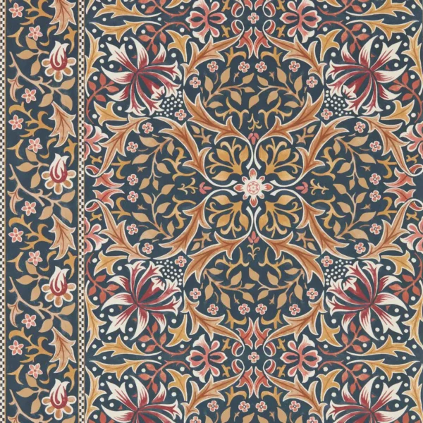 Walthamstow Wallpaper - Indigo / Gold by green botanical wallpaper from william morris & co