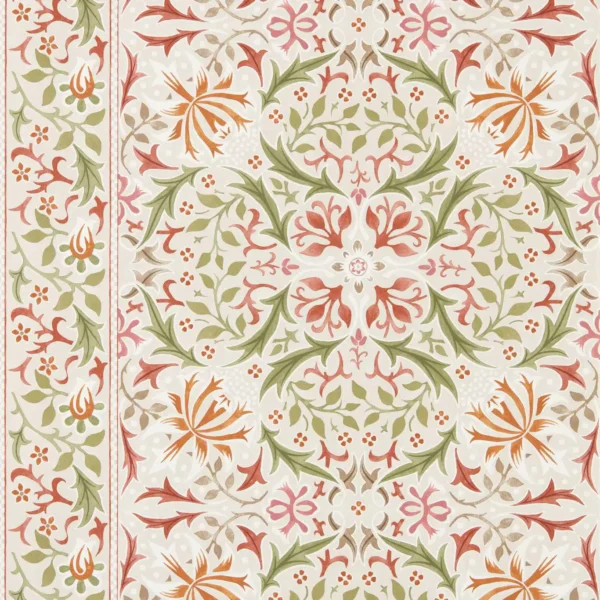 Walthamstow Wallpaper - Rose / Nettle by yellow botanical wallpaper from william morris & co