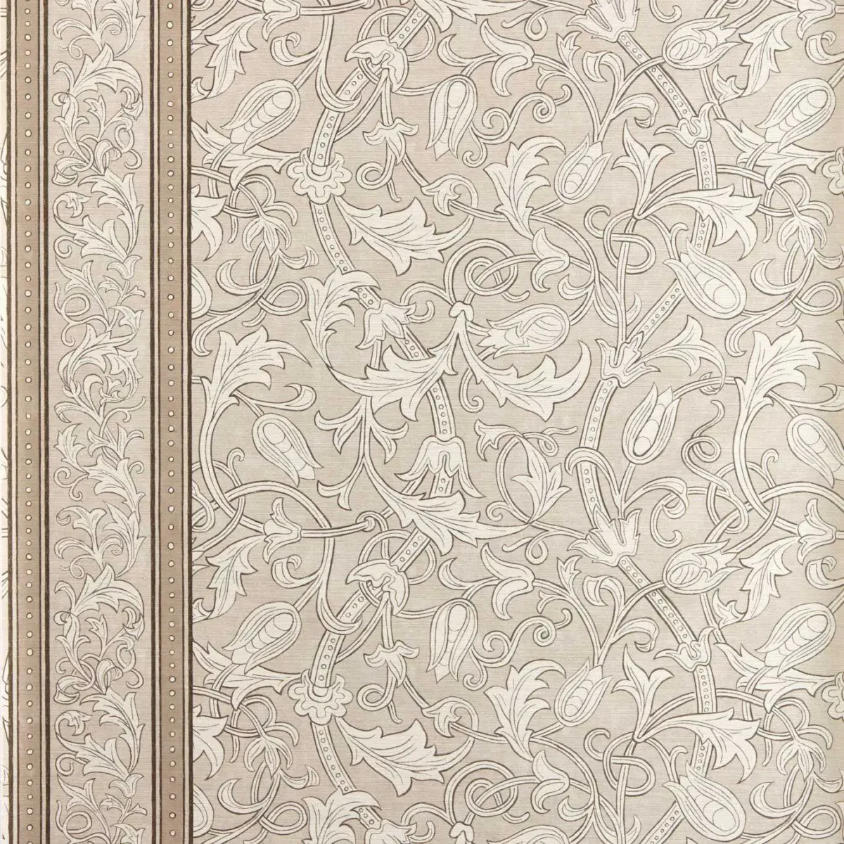 Etched Scrolling Tulip Wallpaper - Parchment by pink botanical wallpaper from william morris & co