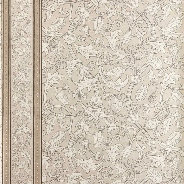 Etched Scrolling Tulip Wallpaper - Parchment swatch