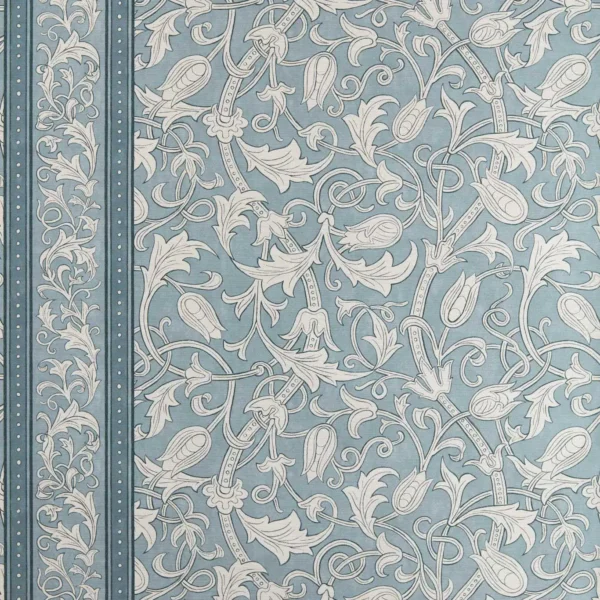Etched Scrolling Tulip Wallpaper - Faded Indigo by blue botanical wallpaper from william morris & co