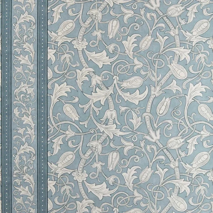 Etched Scrolling Tulip Wallpaper - Faded Indigo swatch