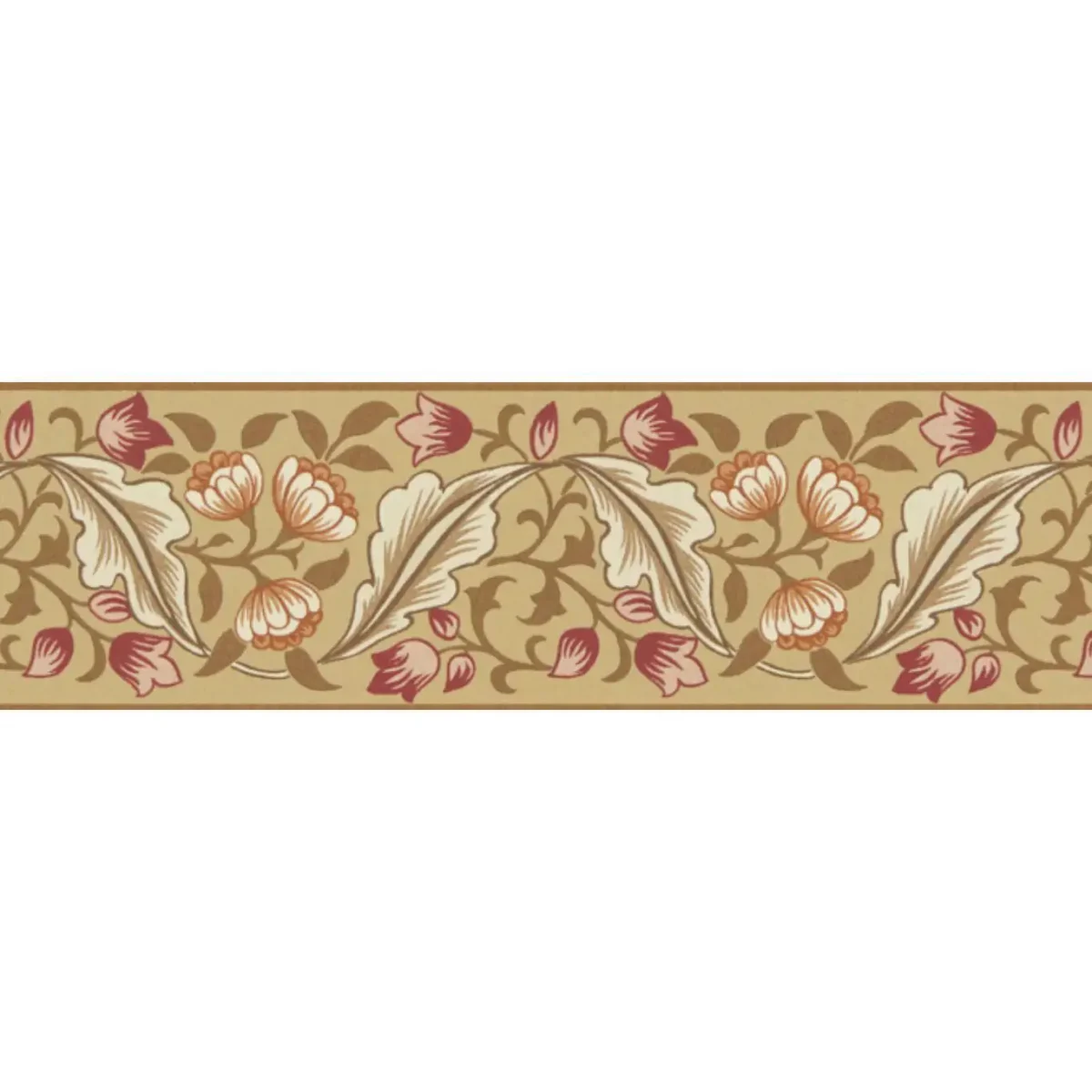 Bluebell & Peony Border - Gold / Madder by yellow botanical wallpaper from william morris & co