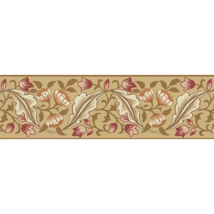 Bluebell & Peony Border -  Gold / Madder swatch
