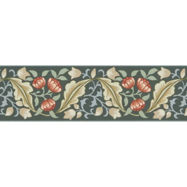 Bluebell & Peony Border - Bayleaf / Manilla by blue botanical wallpaper from william morris & co