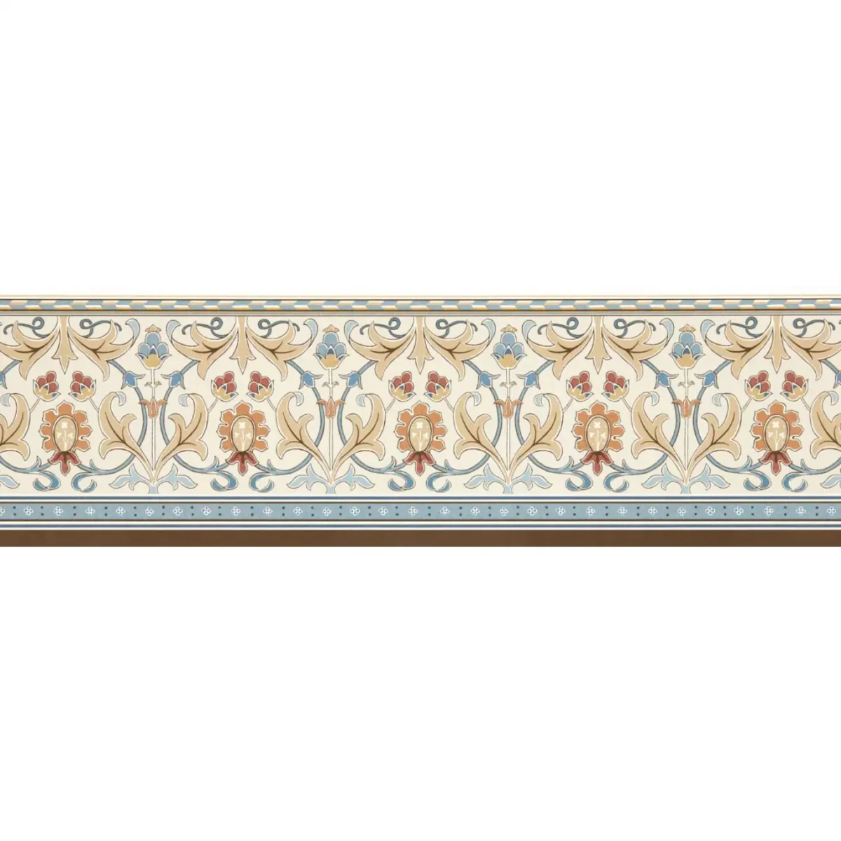 Ornamental Frieze Border - Linen / Woad by neutral botanical wallpaper from william morris & co