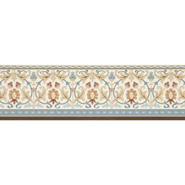 Ornamental Frieze Border - Linen / Woad by neutral botanical wallpaper from william morris & co