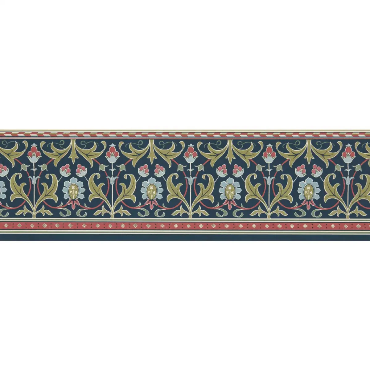 Ornamental Frieze Border - Indigo / Thyme by blue botanical wallpaper from william morris & co