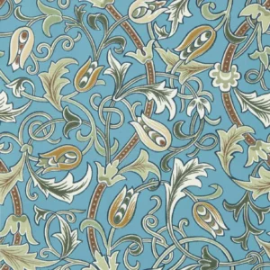 blue botanical wallpaper from william morris & co