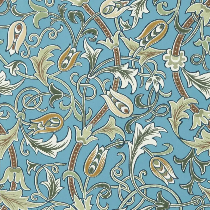 Scrolling Tulip Wallpaper -  Woad / Thyme swatch