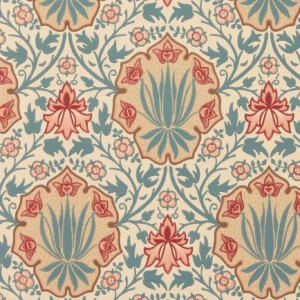 red botanical wallpaper from william morris & co