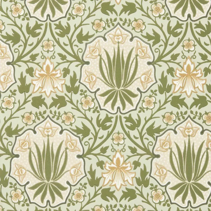 Iris & Rose Wallpaper -  Bayleaf / Weld swatch