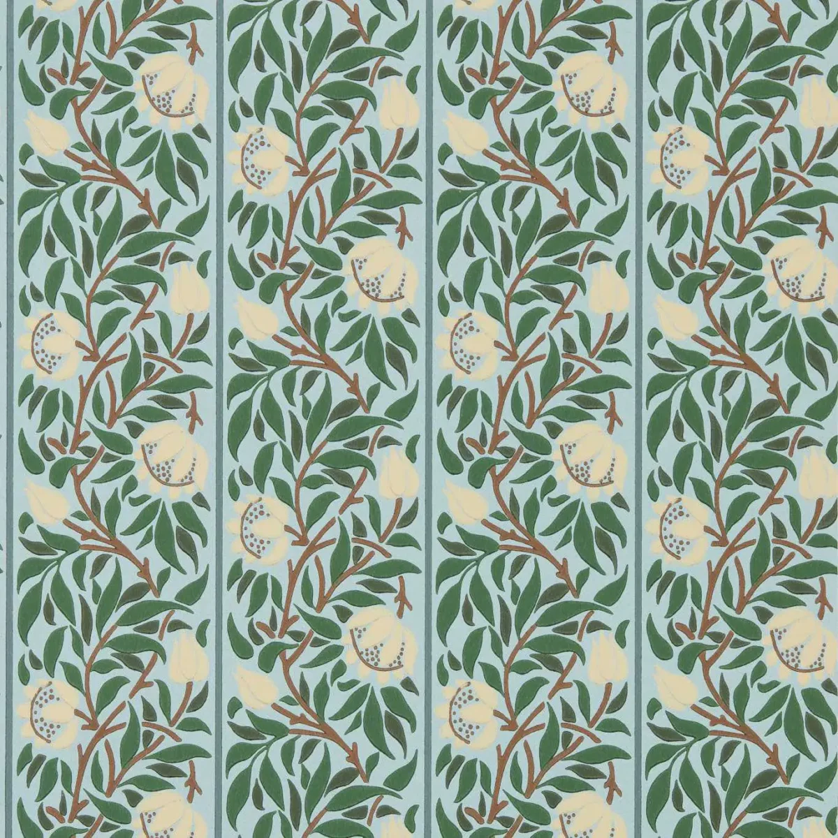 Peony Trellis Wallpaper - Soft Blue / Nettle by blue botanical wallpaper from william morris & co