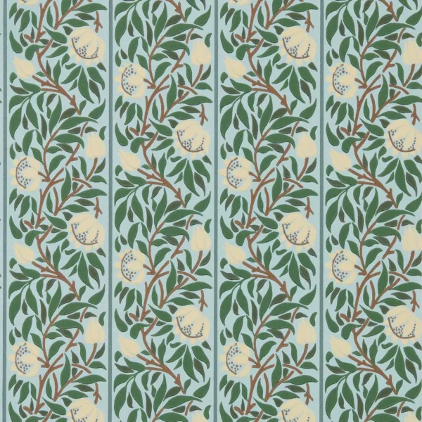 Peony Trellis Wallpaper - Soft Blue / Nettle by blue botanical wallpaper from william morris & co