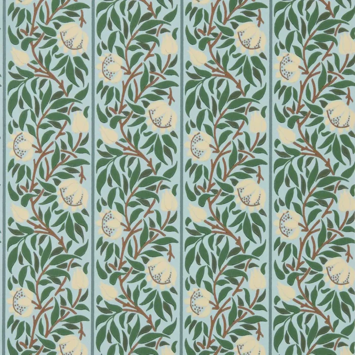 Peony Trellis Wallpaper - Soft  Blue / Nettle – Soft Blue / Nettle swatch