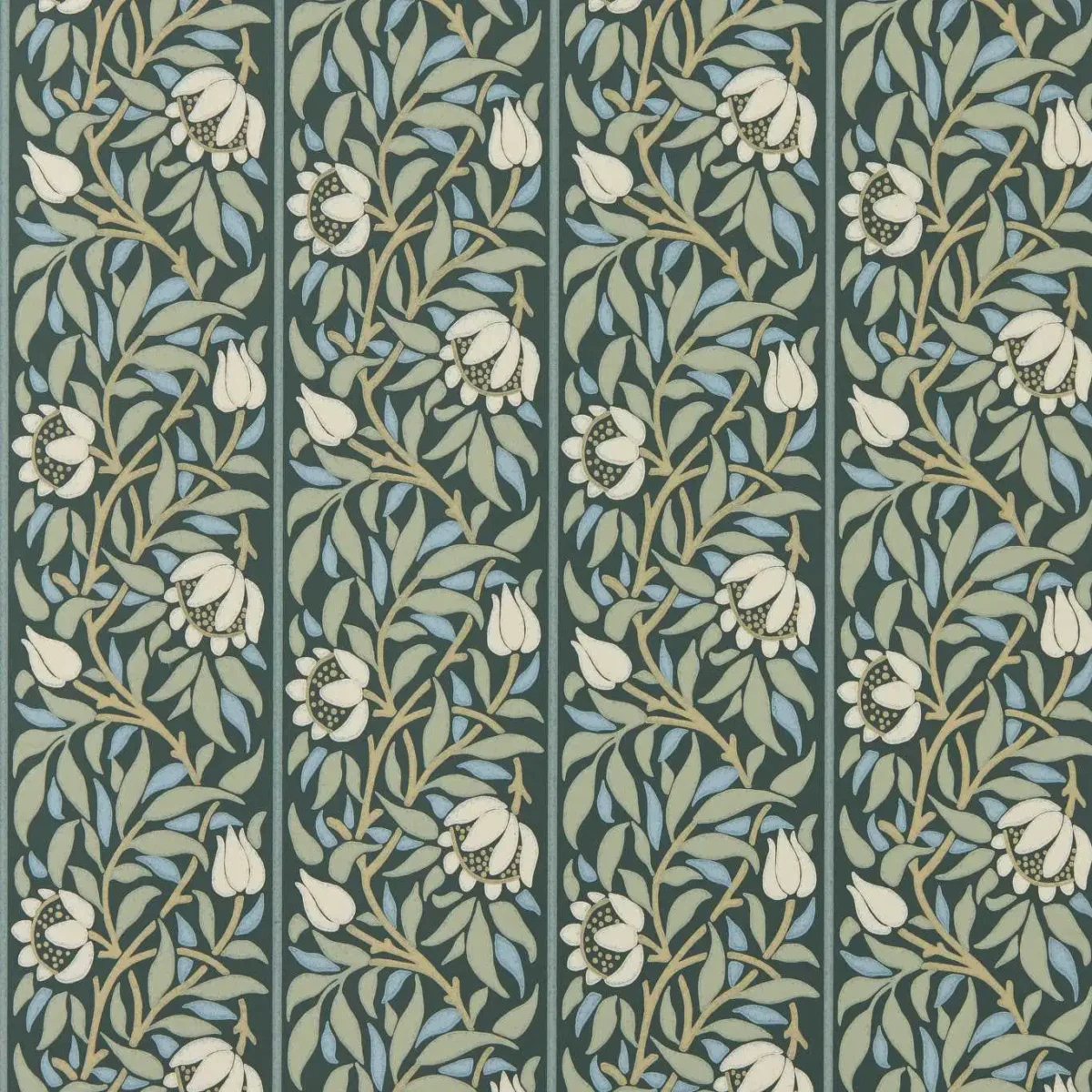 Peony Trellis Wallpaper - Bayleaf / Slate by green botanical wallpaper from william morris & co