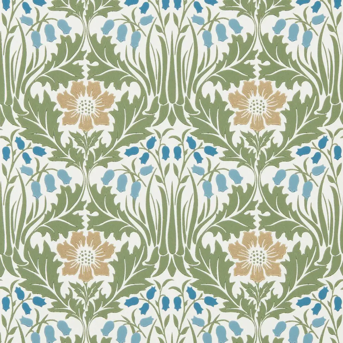 Woodbell & Anemone Wallpaper - Woad / Nettle by blue botanical wallpaper from william morris & co