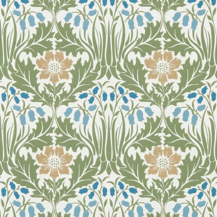 Woodbell & Anemone  Wallpaper - Woad / Nettle swatch